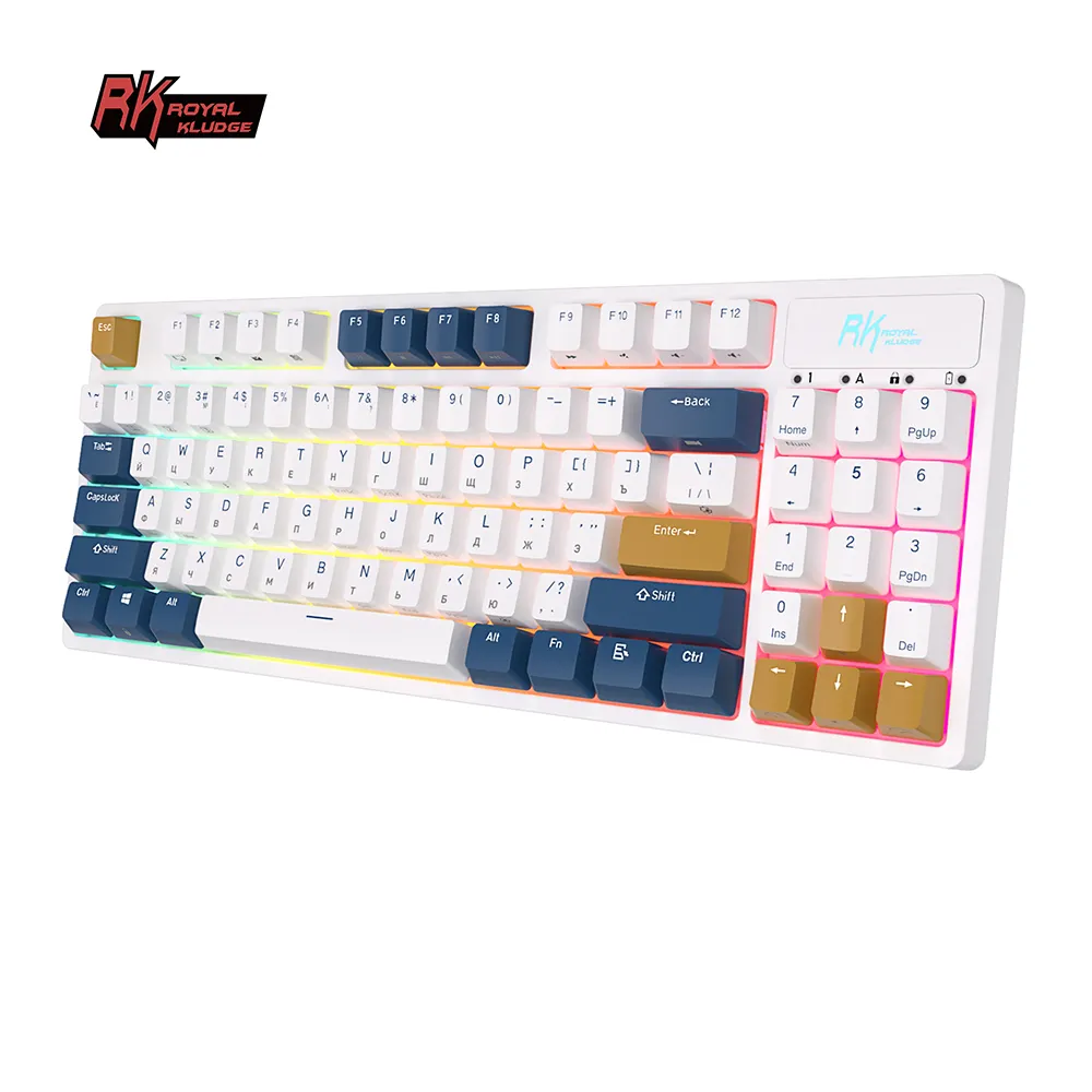 Real Kludge-Teclado mecánico retroiluminado Rk89, rgb, hotswap, 89 teclas, bloques de colores, ruso, inalámbrico, para videojuegos, personalizado