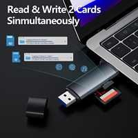 Lector de Tarjetas de Memoria Portátil Compatible, 480 Mbps, 5 Gbps, 2 en 1, USB 3.0, Lector de Tarjetas SD y TF, Transferencia de Datos, Tipo C