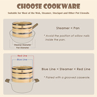 Panier Vapeur Chinois en Bambou Artisanal JUSEN avec Anneau en Acier Inoxydable pour la Cuisson des Dim Sum et Raviolis Soupe