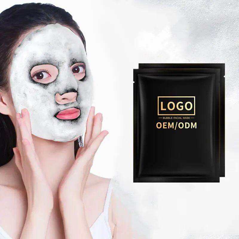 Hersteller Benutzer definierte Verpackung Logo Beauty Cosmetics Andere Produkte Face Spa Charcoal Bubble Mask Gesichts blatt Maske Set Hautpflege