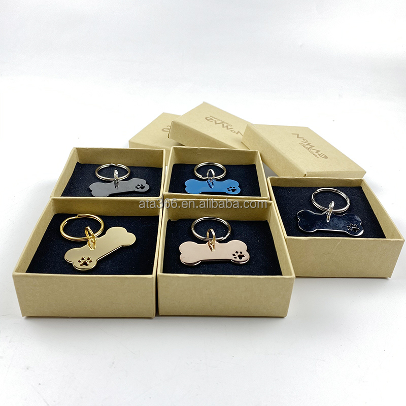 Stainless Steel Hang Tags для Dog, Customized Gift Boxes, Custom Accessories, No MOQ, 2022 New