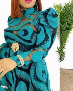 Nueva moda <span class=keywords><strong>vestido</strong></span> de Jersey de cintura media cuello <span class=keywords><strong>verde</strong></span> manga larga <span class=keywords><strong>vestido</strong></span> de viajero informal estampado Digital gasa Oficina para otoño - Product Image 4