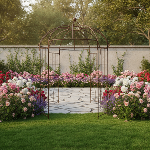 Arche décorative en <span class=keywords><strong>fer</strong></span> <span class=keywords><strong>forgé</strong></span> noir de style industriel français, robuste, en forme de cage à oiseaux, pour mariage et plantes grimpantes - Product Image 2