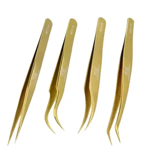 Лучшее качество настоящий Пинцет VETUS золотистого цвета, Россия, пинцет MCS для объем ресниц для наращивания бровей