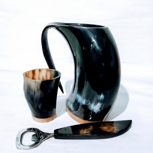 Mug en corne viking personnalisé de haute qualité, gravé à la main, style animalier, fabriqué en Inde, artisanat naturel, corne à boire polie - Product Image 1
