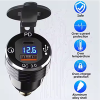 Cargador de Aluminio con Enchufe DIN a USB C y Voltímetro USB QC3.0, Adaptador DIN para Motocicleta de 12V-24V para Ducati, para Auto y RV
