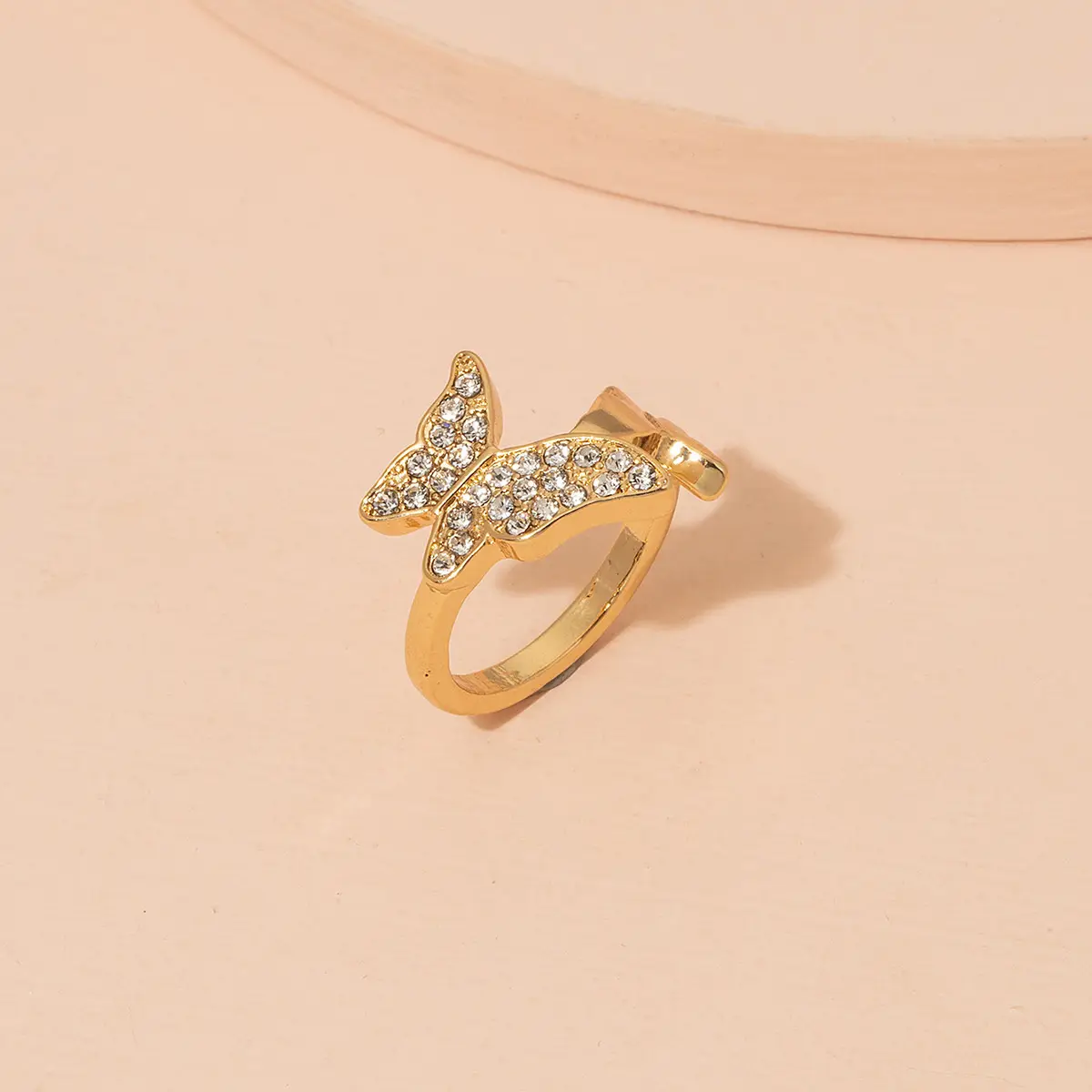 Ring set with diamond butterfly ring women's niche design ring drop oil