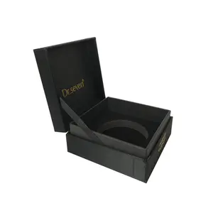 High End Black Lint Clamshell Packaging Boxes For Business Cosmetic Powder Display Box Packing