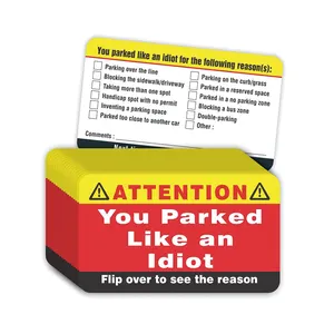 Bad Parking Cards You Parked Like an Idiot Cards 3.5 x 2 Inches Bad Parking Stickers Funny Parking Violation