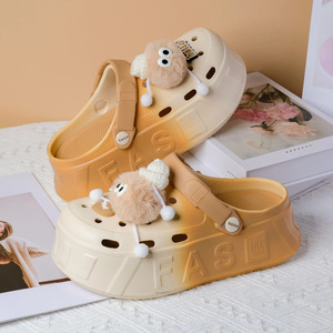 Sabots Pom-Pom pour femmes, talon épais, EVA, chaussures de plage d'été, couleurs bonbon, style Crocs, utilisables en toutes saisons - Product Image 5