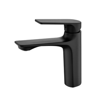 Grifo de Lavabo Minimalista de Cobre con una Sola Manija, Acabado Dorado Cepillado, Montaje en Cubierta, Agua Fría y Caliente, para Baño - Product Image 1