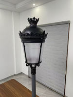 Lanterne LED étanche IP65 pour poteau, 30W-120W, style rétro, pour jardins royaux, finition noire en aluminium moulé sous pression