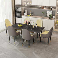 Sièges modernes pour 4-8 personnes Table de cuisine rectangulaire rétractable cachée en marbre blanc noir avec pieds en acier