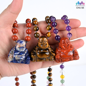 Collier pendentif Bouddha en pierres précieuses naturelles en gros, collier en pierre de guérison en cristal - Product Image 3