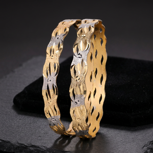 Bracelets CNC bicolores plaqués or en gros, Bijoux de mode, Bracelets CNC traditionnels, Cuivre et laiton plaqué or bicolore - Product Image 4