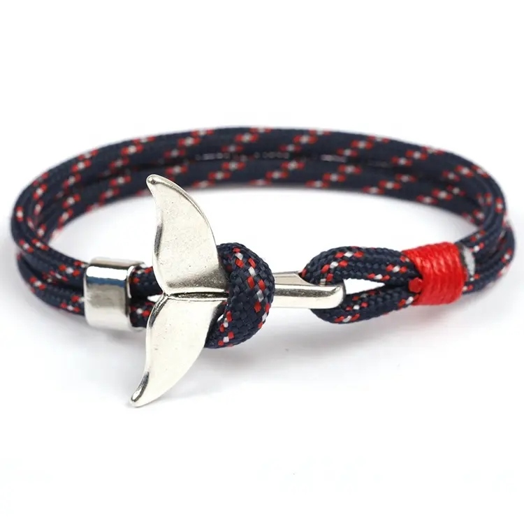 Men Women Clasp Bracelet Rope Accessories Charm Survival Metal Whale Tail Hook Bracelet