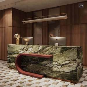 Elegant Green Marble Counter Modern Reception <b>Desk</b> Salon Design With Storage <b>Cabinet</b> Factory Price - Product Image 2