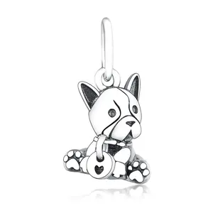 Factory Outlet Wholesale 925 Sterling Silver Labrador French Bulldog Pendant Beads Puggy Charm For Jewelry Making