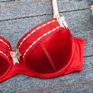 บราสีแดง <span class=keywords><strong>BCDE</strong></span> ขนาดใหญ่ที่ละเอียดอ่อนและน่ารักบราคัพใหญ่ห่วงเหล็กขนาดพลัสไซส์ชุดชั้นในสตรี Wholesale34-36 CD DD คัพ - Product Image 3