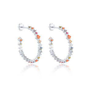 Wholesale Etsy S925 Sterling <b>Silver</b> Creative Luxury Colorful Diamond Stud <b>Hoop</b> Summer <b>Earrings</b> - Product Image 3