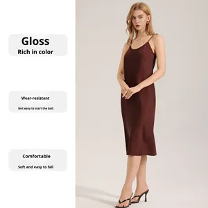 <span class=keywords><strong>Robe</strong></span> caraco en satin fin à cravate de couleur unie sans bretelles pyjamas/Homewear-3782 d'été respirant pour femmes - Product Image 2