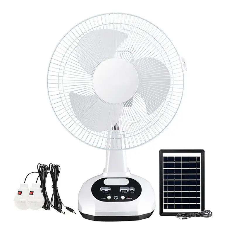 Ventilador solar recarregável de 12 polegadas, mini mesa elétrica portátil de mesa para escritório, bateria de carregamento para ventilador doméstico