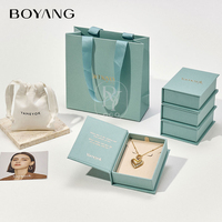 Boyang Boîtes à Bijoux et d'Emballage Personnalisées en Papier Recyclable Style Livre avec Logo Imprimé pour Bagues, Boucles d'Oreilles et Colliers, avec Pochette