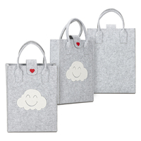 Tas Belanja dari Kain Felt Polyester yang Dapat Digunakan Kembali, Tas Jinjing Awan Senyum Lucu untuk Wanita dan Anak Perempuan, Hadiah Ulang Tahun, Tas Hadiah Grosir, Custom