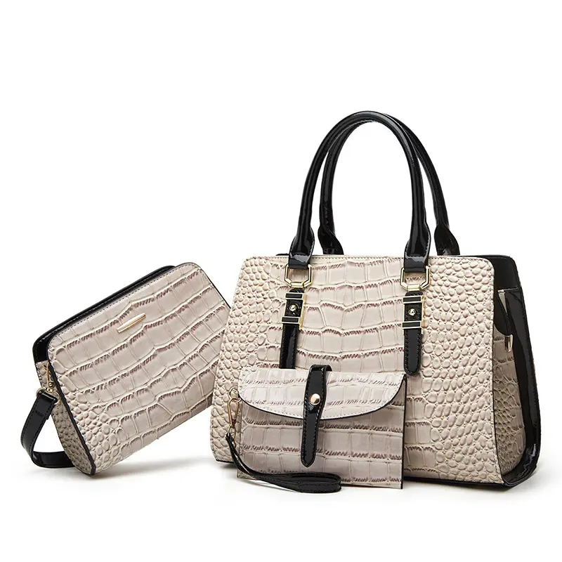Conjunto de bolsas e bolsas de couro PU com estampa de crocodilo para mulheres Westal, conjunto de 3 peças de bolsas para mulheres