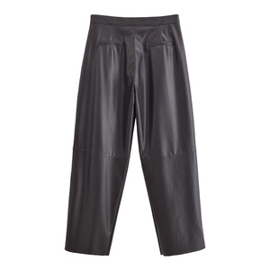 <span class=keywords><strong>Pantaloni</strong></span> <span class=keywords><strong>donna</strong></span> moda nuova moda <span class=keywords><strong>in</strong></span> finta pelle retrò a vita alta con cerniera a mosca <span class=keywords><strong>pantaloni</strong></span> da <span class=keywords><strong>donna</strong></span> - Product Image 2