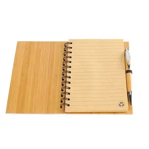 Wholesale Cheap Business Custom Logo Diary Journal Recycled Eco-friendly Cardboard Bamboo Cover Notebook