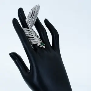 Cincin bulu indah perak uniseks, cincin Cluster desain profesional untuk perlindungan jari pabrik kuningan