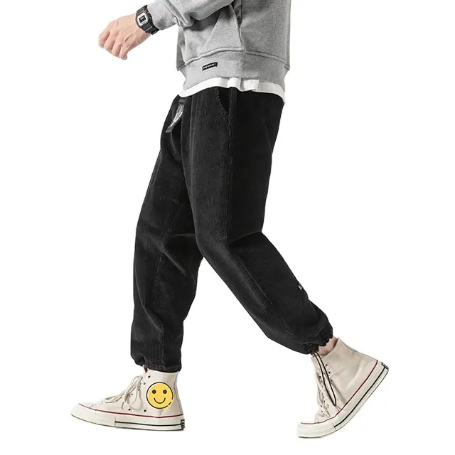 QYOURE Custom Logo Material Working Cargo Casual Loose Mens Men Thin Corduroy Vintage Trousers