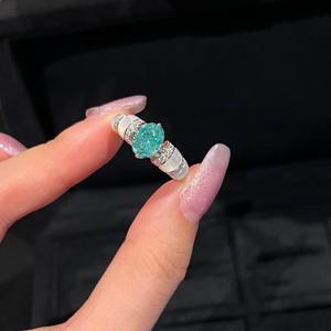 S925 Sterling Silver Vintage Antique Diamond Set <b>Ring</b> Paraiba Tourmaline Mint Green White Mother <b>Pearl</b> Cut Stone Luxury Diamond - Product Image 3