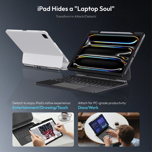 เคสคีย์บอร์ดแบบถอดได้พร้อมฮับ 4-in-1, ชาร์จเร็ว 45W PD และแทร็คแพดสำหรับ iPad Pro ขนาด 12.9 นิ้ว และ iPad Air/Pro ขนาด 13 นิ้ว - Product Image 4