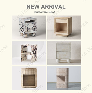 Sang trọng calacatta Viola đá cẩm thạch Veneer nightstand độc đáo hình cầu bảng chân trắng tím Đá Cẩm Thạch Bàn Cạnh Giường ngủ với ngăn kéo - Product Image 2