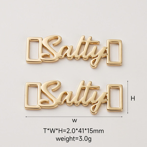 Fashion Bikini Swimwear Brand Logo Metal Tag Washable Plated <strong>Gold</strong> <strong>Custom</strong> Logo Metal Clothing <strong>Label</strong> Metal Logo For Clothes - Product Image 3