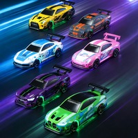 Voiture RC de drift à l'échelle 1:64, version en alliage, avec casque d'anime, super rapide, contrôle par application, lumières et rangement, voiture jouet