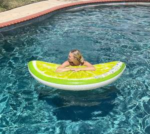 Vendita calda verde limone piscina galleggiante zattera estate spiaggia nuoto gonfiabile piscina Lounge Lounge festa giochi d'acqua zattera piscina - Product Image 1