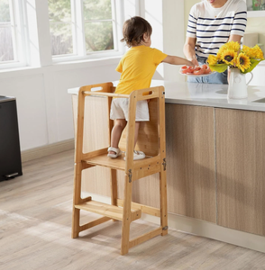 Tabouret <span class=keywords><strong>d</strong></span>'apprentissage Montessori convertible en bambou écologique avec tableau à dessin pour tout-petits - Product Image 2