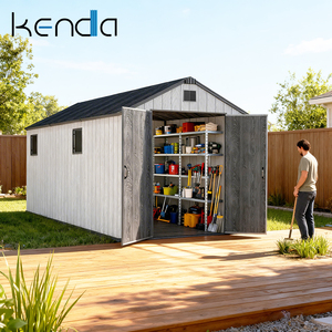 <span class=keywords><strong>Caseta</strong></span> de Jardín de Resina PP Apex de 8x16 Pies, Impermeable y Resistente a la Nieve (150 kg/m²), Material Reciclable, Textura de Madera - Product Image 1