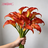 TH1584 Fleurs artificielles mini Calla Lily en EVA noir et violet, effet toucher réel, pour bouquet de mariage et décoration florale intérieure