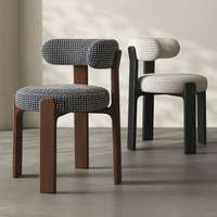 Chaise de salle à manger de luxe de style français moderne avec revêtement en chenille, design portable, dossier en bois massif pour la maison et l'hôtel