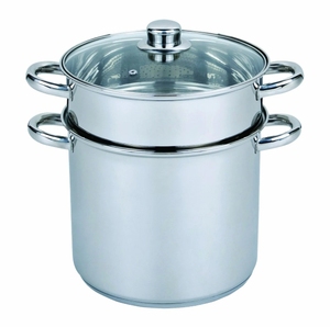 JL Wholesale, couscoussier rond de 24 cm avec couvercle en verre, meilleure qualité et durable, en acier inoxydable, ustensiles de cuisine - Product Image 1