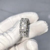 Bague Hip Hop en Argent Sterling 925 GRA VVS Moissanite Pleine Éternité, Coupe Baguette, Ronde Brillante et Mélange de Coupes, pour Homme, Idéale pour les Fêtes