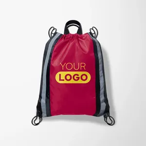 Borsa con Coulisse in Poliestere con Striscia Riflettente, Zaino Sportivo Personalizzato Stampato, Leggero per Fitness e Viaggi - Product Image 2