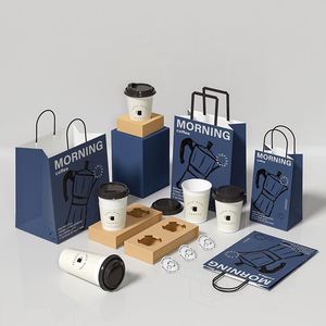 Customized <b>Coffee</b> Packaging Bag <b>Takeaway</b> Beverage <b>Cup</b> Holder Milk Tea Packaging Bag Kraft Paper Bags With Logo - Product Image 1