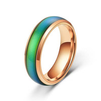 G2287 Bague Humeur à Changement de Couleur en Acier Inoxydable Titane 6mm, Pente Dégradée, pour Hommes et Femmes, Bijoux de Mode, Vente en Gros