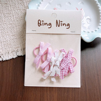 6 Pcs/Set Ikat Rambut Elastis Anak Perempuan Gaya Korea Lucu Motif Kotak-kotak dengan Pita