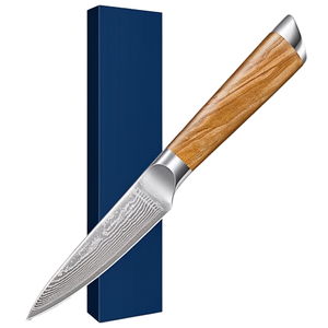 Couteau à éplucher professionnel, lame ondulée en acier inoxydable de 3,5 pouces, manche en bois, écologique, ambidextre, pour une utilisation en cuisine - Product Image 1